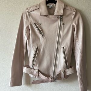 IRO Milaspe Leather Jacket Pearlized Pink Light Pink Pearl Moto jacket